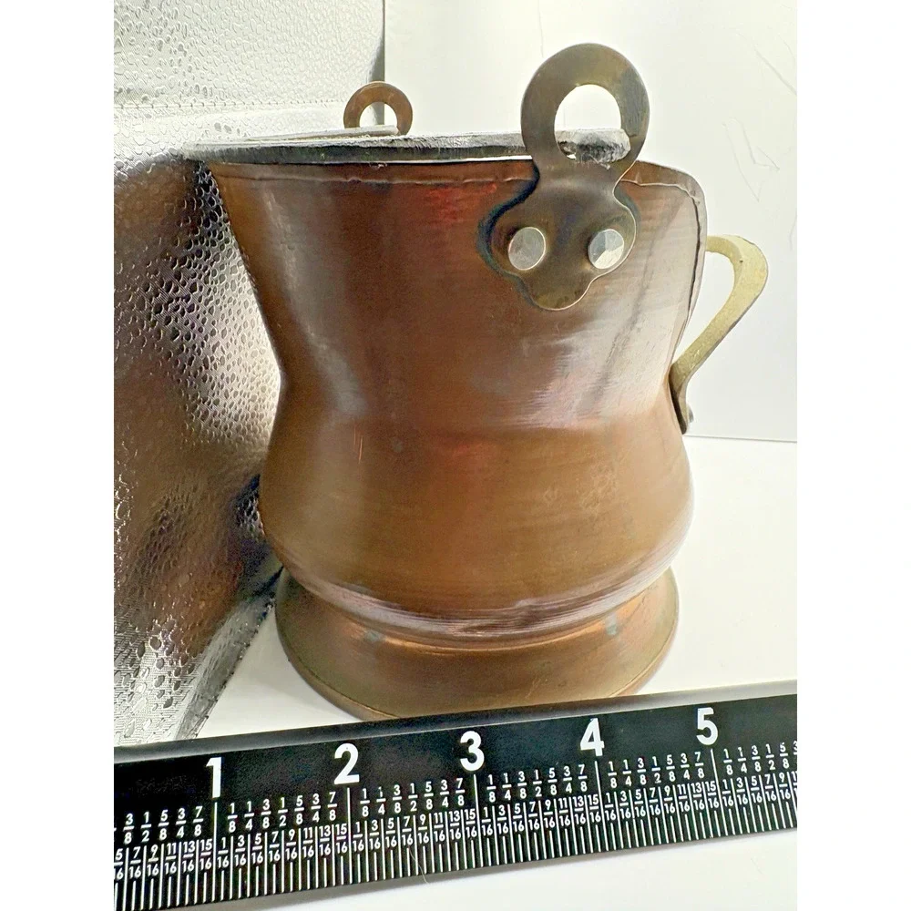 Vintage Copper Scuttle Bucket Ethan Allen Made Israel Brass Handles Collectible